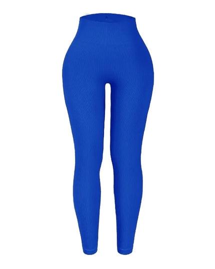 Women's High-Waisted Ribbed Yoga Pants - Various Colors