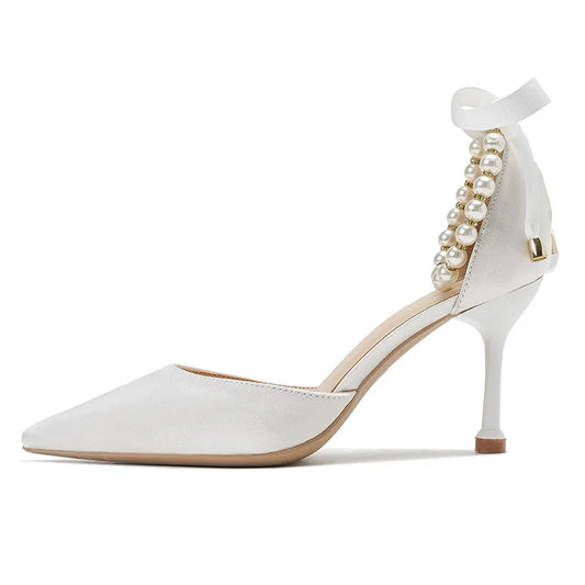 Women’s Thin- Pearl Butterfly Design and Pointed Toe High Heels