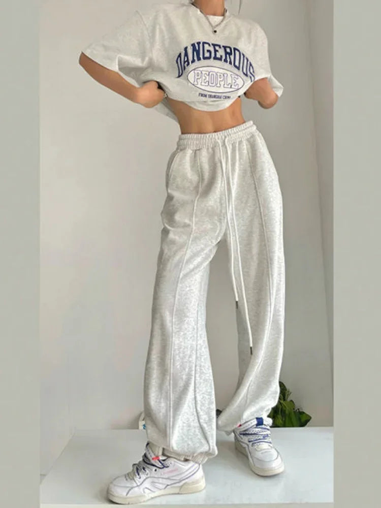 Women's Casual Wide Leg Joggers - Loose Fit