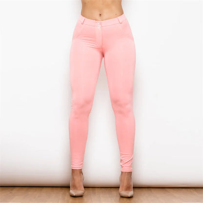 Women's Slim Fit Stretch Skinny Pants - High-Waisted Pencil Trousers with Push-Up Design