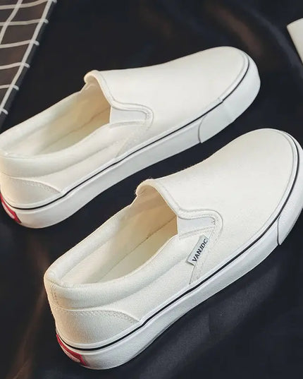 Unisex Breathable Canvas Sneakers for Men and Women – Casual Slip-On Flat Rubber Shoes