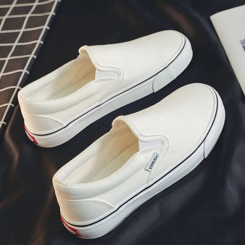 Unisex Breathable Canvas Sneakers for Men and Women – Casual Slip-On Flat Rubber Shoes