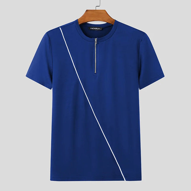 Incerun Men's Half Zipper T-Shirt - Breathable, Stylish Men's Casual Top