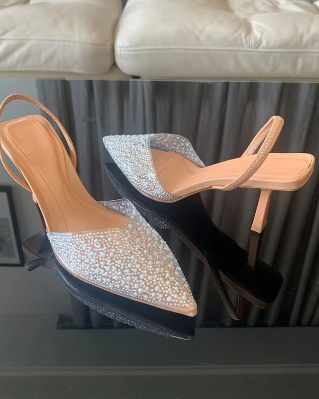 Women's Pointed Toe- Pearl Decoration High Heels