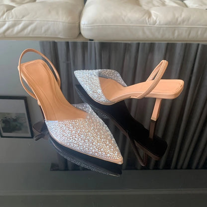 Women's Pointed Toe- Pearl Decoration High Heels