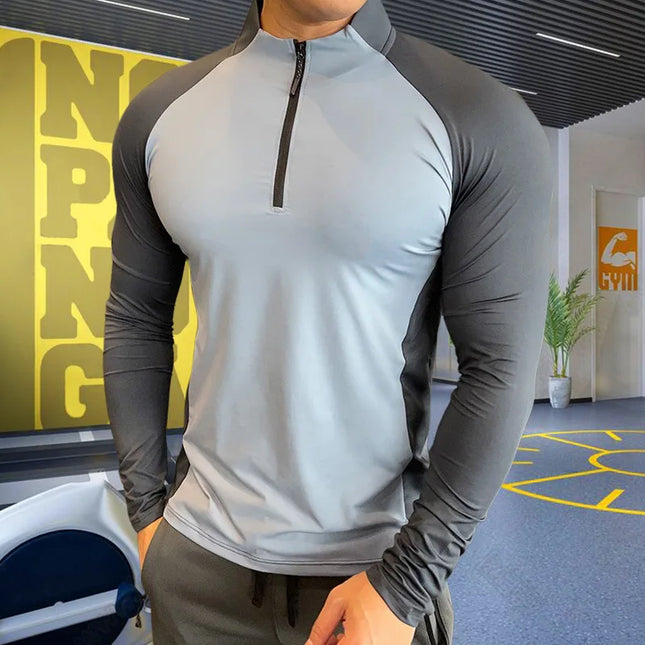 Men's High Collar Compression Fitness Sweatshirt