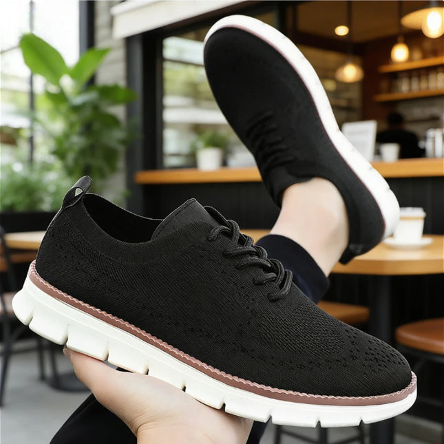 Men's Breathable Casual Shoes with Shock Absorption and Lace-Up Design
