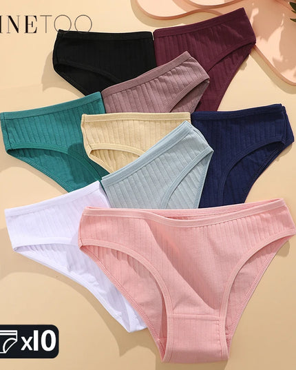 FINETOO 10-Pack Women's Cotton Breathable Underwear – Comfortable & Soft Cotton Panties for Women