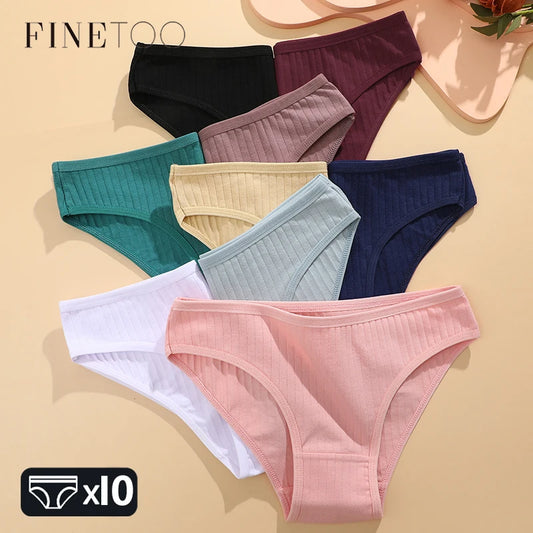 FINETOO 10-Pack Women's Cotton Breathable Underwear – Comfortable & Soft Cotton Panties for Women