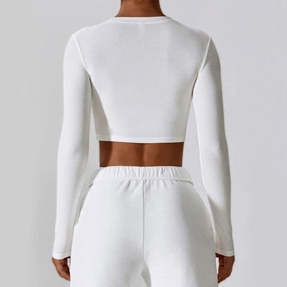Women's Ribbed Crew Neck Lightweight Slim Fit Crop Top