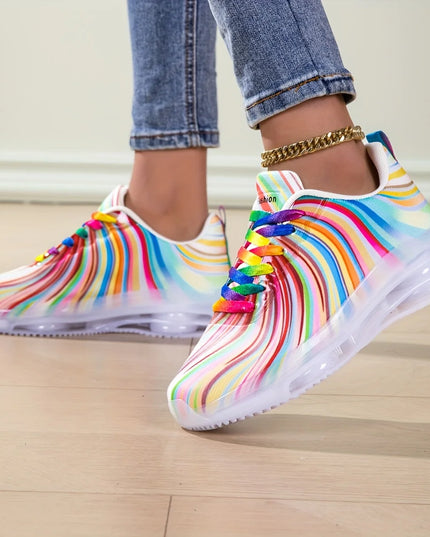 Women's Rainbow Stripe Casual Sneakers