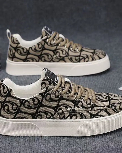 Men's Canvas Low Top Sneakers - Flat Sole, Vulcanized Style