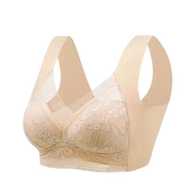 Women's Wireless Lace Push-Up Bralette in Ice Silk Seamless Design