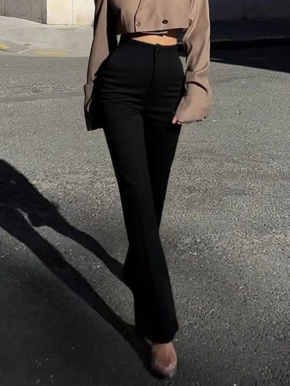 Women's Elegant High-Waisted Straight Leg Pants