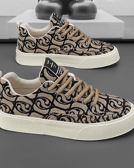 Men's Canvas Low Top Sneakers - Flat Sole, Vulcanized Style