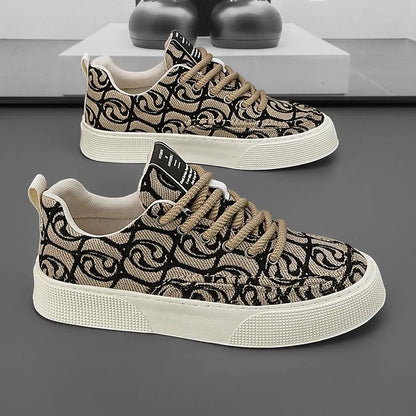 Men's Canvas Low Top Sneakers - Flat Sole, Vulcanized Style