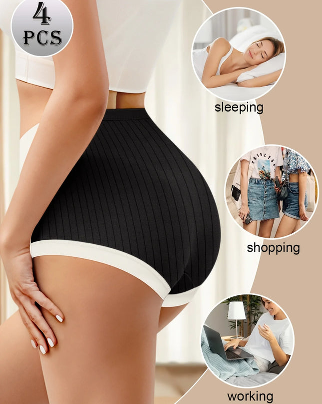 Women's 4-Pack Comfortable Cotton High-Waisted Panties - Breathable & Soft Underwear for Women