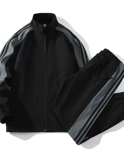 Men's Casual 2-Piece Zipper Jacket and Jogger Pants Set - Loose Fit Sportswear for Men