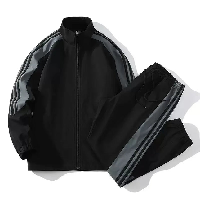 Men's Casual 2-Piece Zipper Jacket and Jogger Pants Set - Loose Fit Sportswear for Men