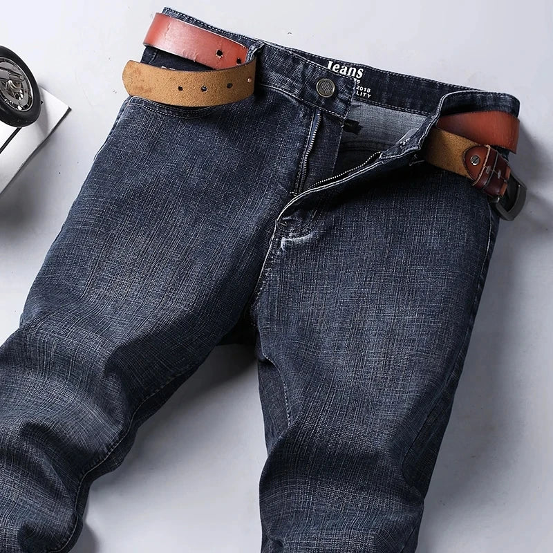 Men's Classic Straight Fit Stretch Denim Jeans - Regular Length