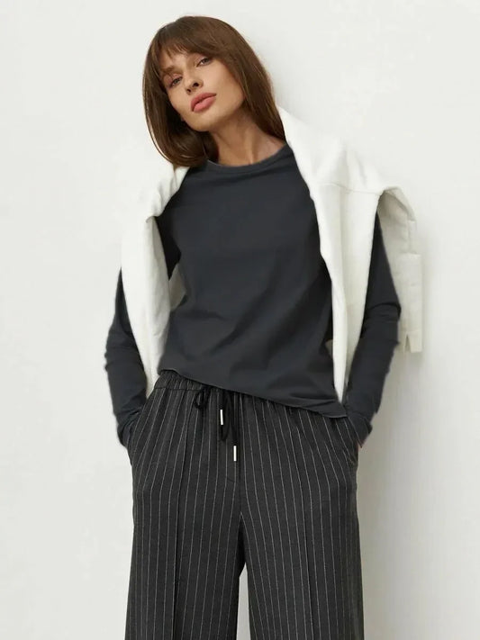 Women's Cotton Long Sleeve Loose Fit Sweater