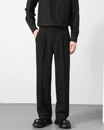 Men's Loose Fit Pants - Classic Straight Leg Drape Trousers for Men