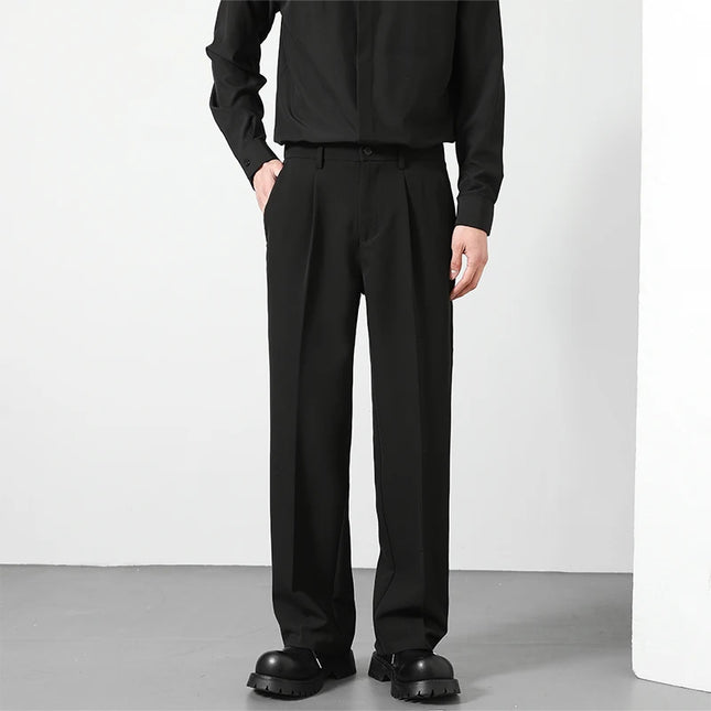 Men's Loose Fit Pants - Classic Straight Leg Drape Trousers for Men