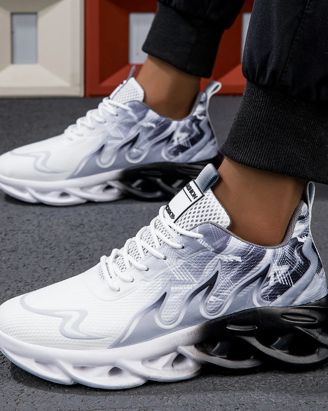 Unisex Lightweight Mesh Running Sneakers - Breathable, Comfortable, Flat Lace-Up Athletic Shoes
