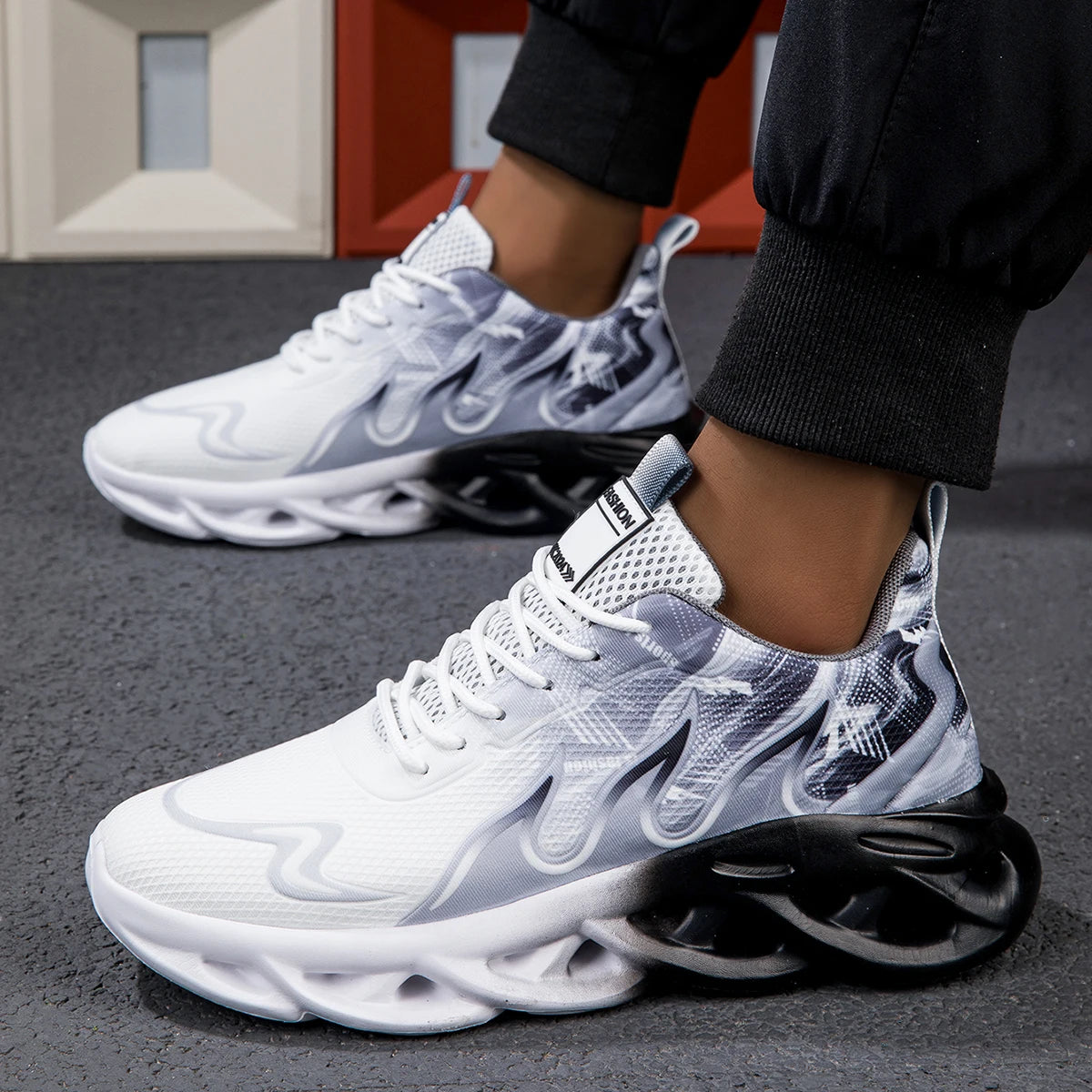 Unisex Lightweight Mesh Running Sneakers - Breathable, Comfortable, Flat Lace-Up Athletic Shoes
