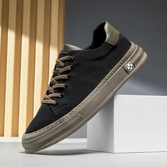 Men's Breathable Canvas Sneakers – Comfortable Lace-Up Casual Shoes