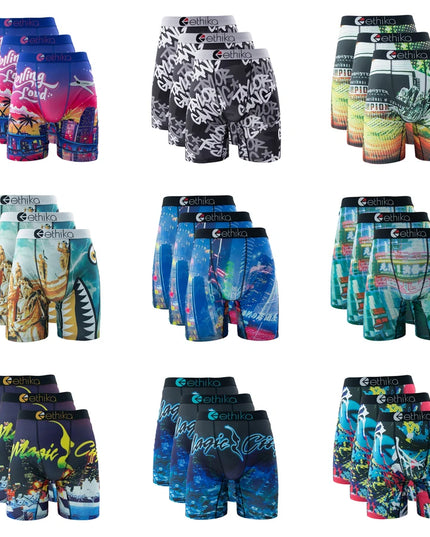 ETHIKA Men's 3-Pack Breathable Mesh Crotch Boxer Briefs
