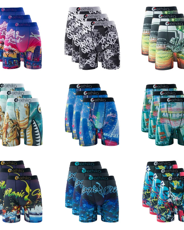 ETHIKA Men's 3-Pack Breathable Mesh Crotch Boxer Briefs