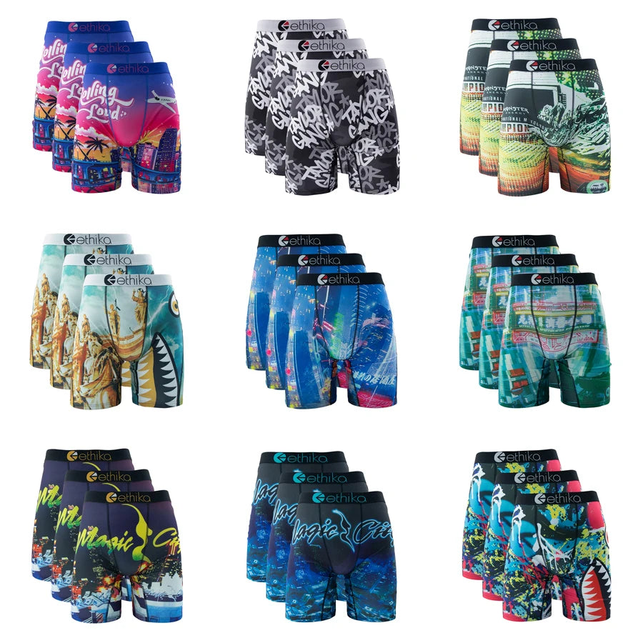 ETHIKA Men's 3-Pack Breathable Mesh Crotch Boxer Briefs