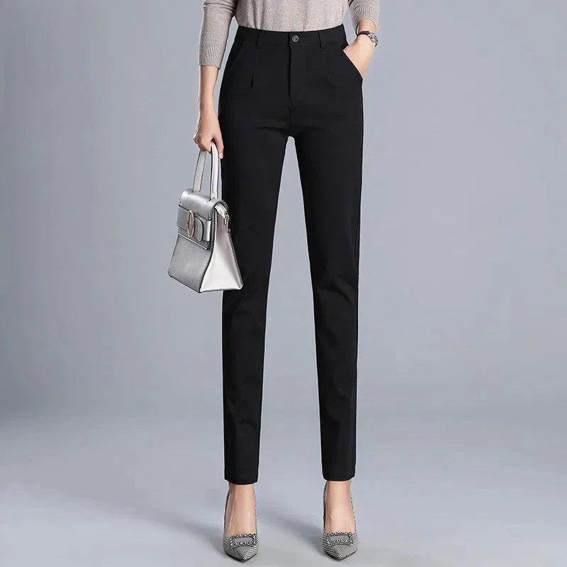 Women's Cropped Zipper Pencil Pants - Stylish Trousers for Women