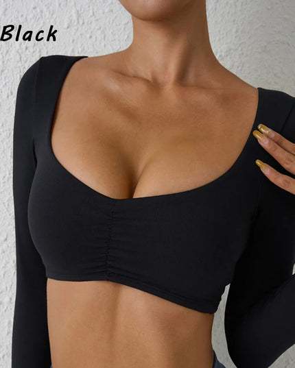 Women's Long-Sleeved Nylon Crop Top