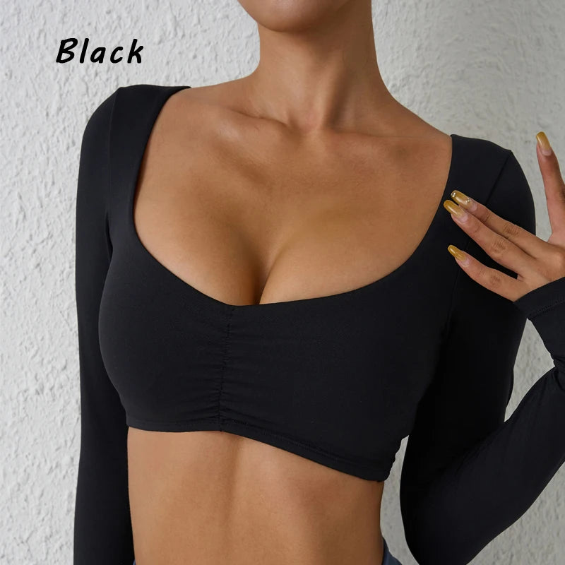 Women's Long-Sleeved Nylon Crop Top
