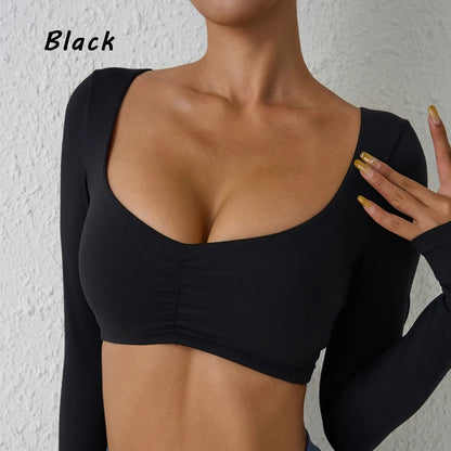 Women's Long-Sleeved Nylon Crop Top