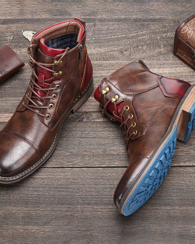 Men's Comfortable Faux Leather Boots – Stylish and Durable Footwear