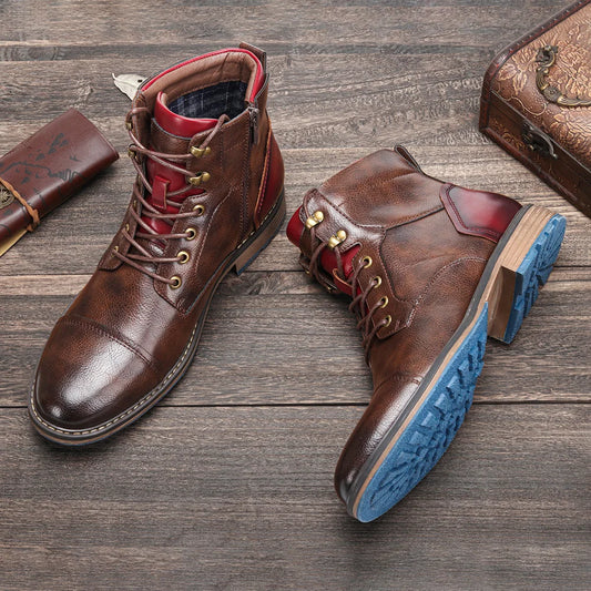 Men's Comfortable Faux Leather Boots – Stylish and Durable Footwear
