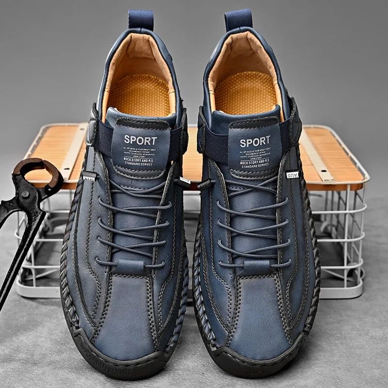 Men's Casual Shoes - Fashionable Solid Faux Leather Footwear