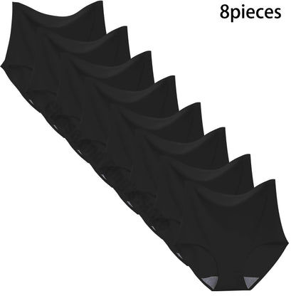 8-Pack Women’s Ice Silk Seamless Triangle Briefs - Comfortable, Tight Fit, Elastic Underwear Set
