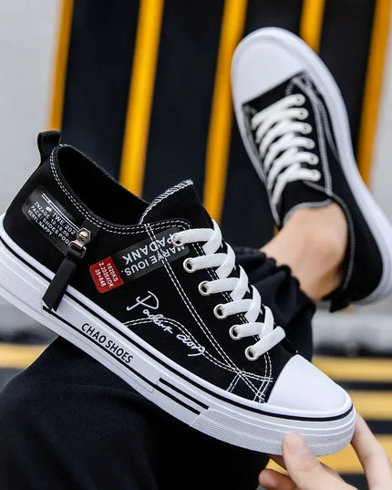 Men's Graffiti-Print Canvas Lace-Up Sneakers