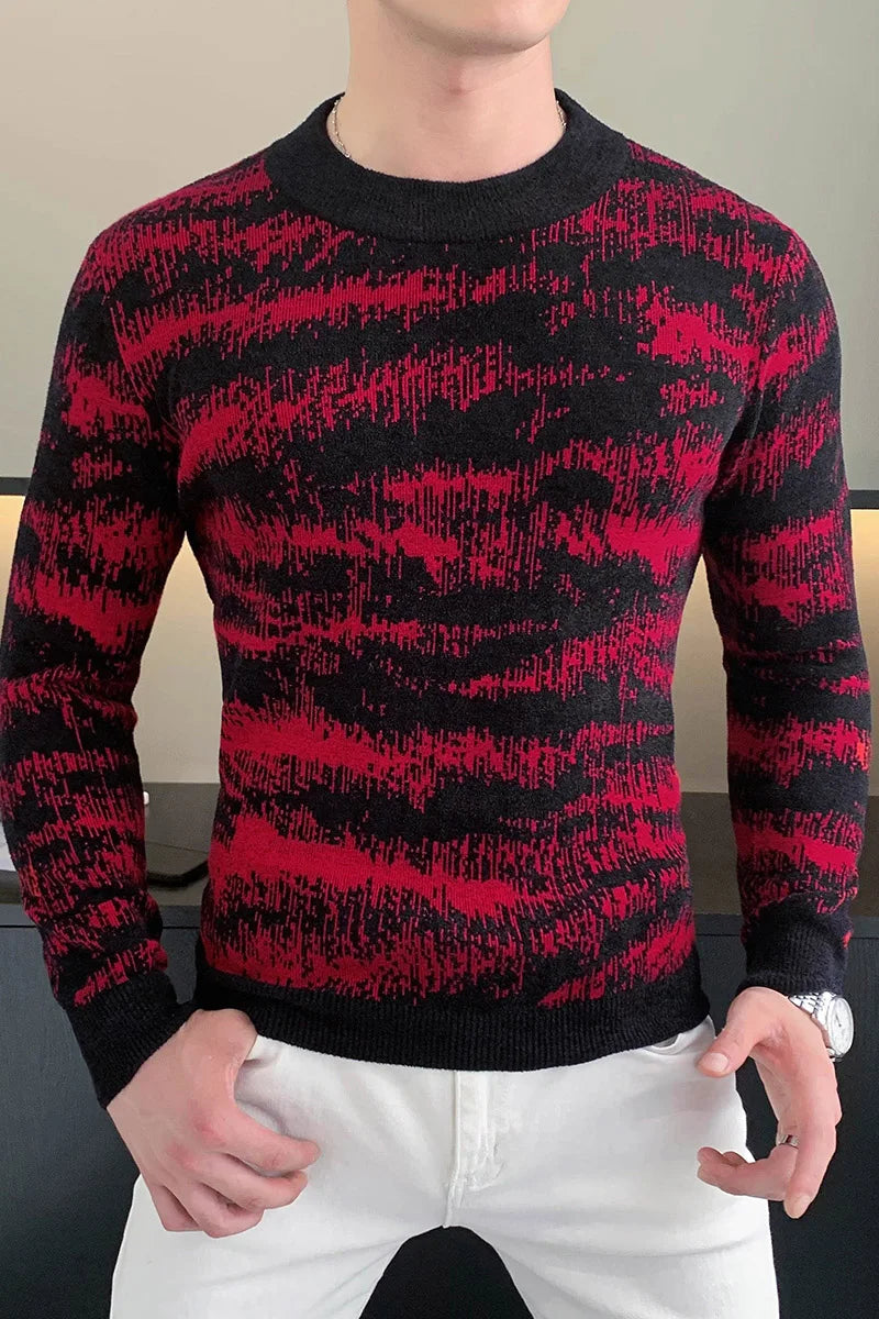 Men's Long Sleeve Velvet Knit Sweater