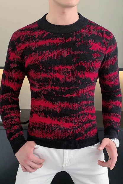 Men's Long Sleeve Velvet Knit Sweater