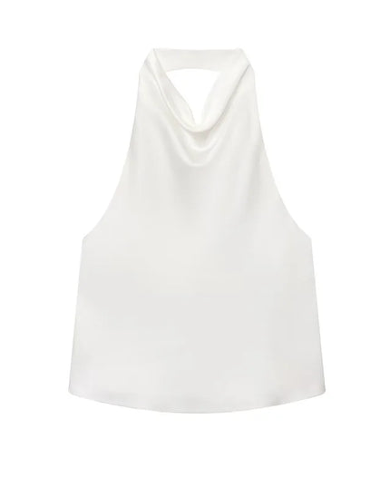 Satin Women's Halter Backless Sleeveless Blouse