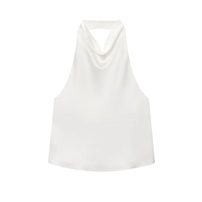 Satin Women's Halter Backless Sleeveless Blouse
