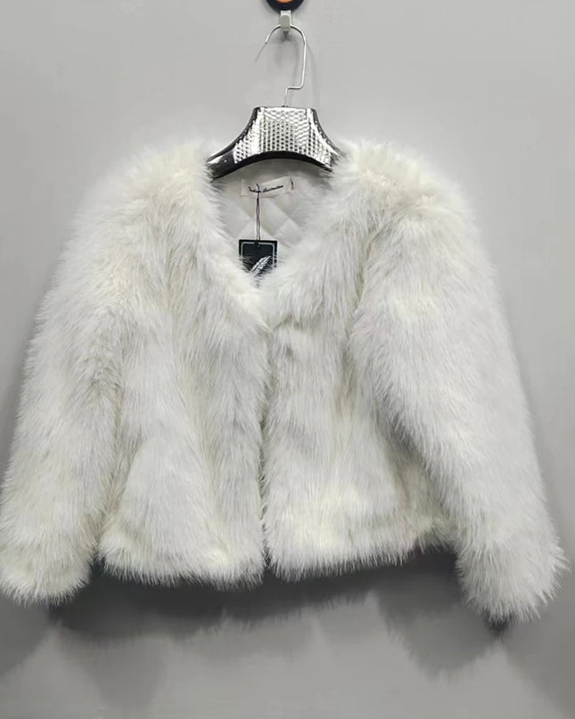Women's Short Loose Faux Fur Coat - Various Colors