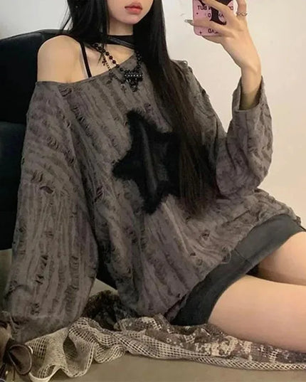 Oversized Off-Shoulder Long Sleeve Sweater for Women