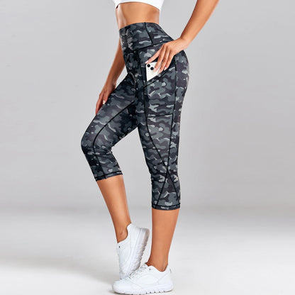 Women's Leopard Print High Waisted Yoga Leggings with Side Pockets