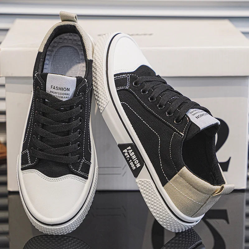 Men's Breathable Canvas Casual Sneakers with Non-Slip Sole